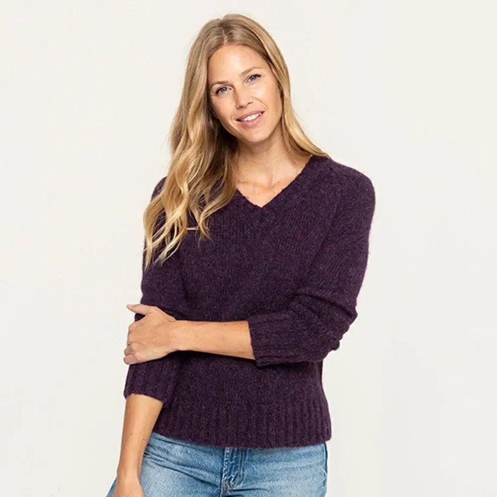 PACAS Purple Alpaca Blend Vneck Sweater Large